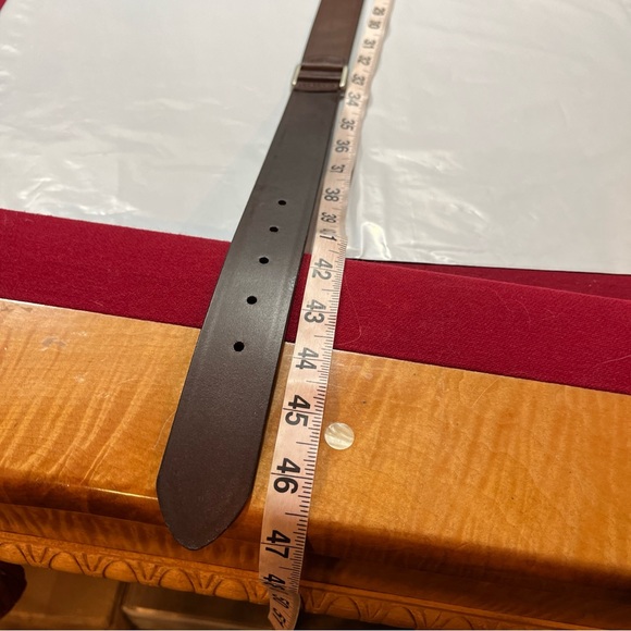 BROWN Argentina Leather Belt size 42 Sectioned, Silver Square Buckle 40-44” art - Picture 8 of 16